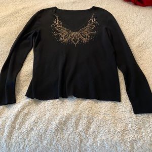 Black sweater with jeweled neckline ✨LAST CHANCE